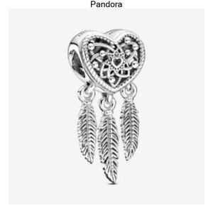 Pandora Openwork Heart & Three Feathers Dreamcatcher Charm